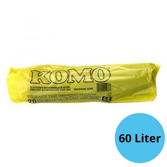 Komo huisvuilzakken transparant 60 x 80 cm per rol - 103080-001