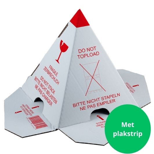 Rood-witte pallethoed van G&F Verpakkingen met duidelijke ‘Do Not Stack’ waarschuwing, perfect voor veilig transport.