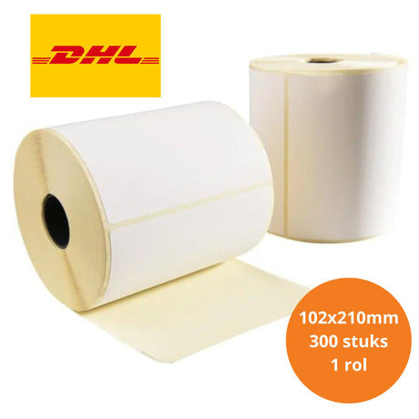 Hoogwaardige DHL verzendetiketten 102x210 mm bij G&F Verpakkingen.