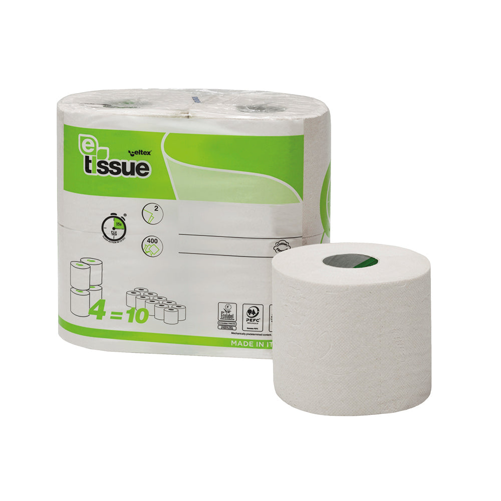 TOILETPAPIER E-TISSUE 2L 400 VEL - 15 x 4 ROL P/PAK